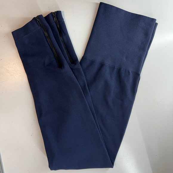 Spanx Seamless Leggings Womens 1X Plus Blue Side Zip High Rise Cropped Athletic - Picture 3 of 10